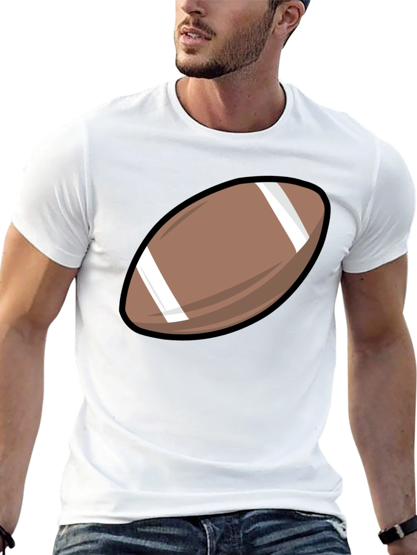 Football Graphic Tee - Black Cotton Shirt