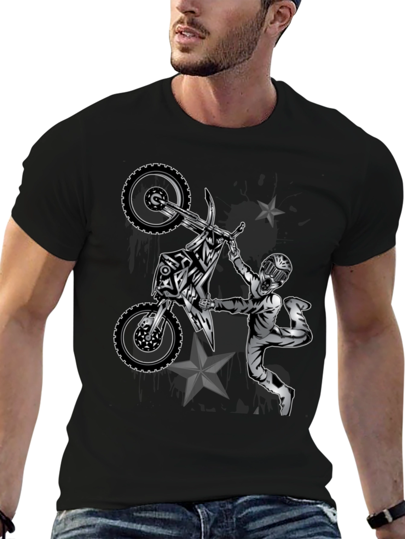 Motocross Rider Graphic Black T-Shirt