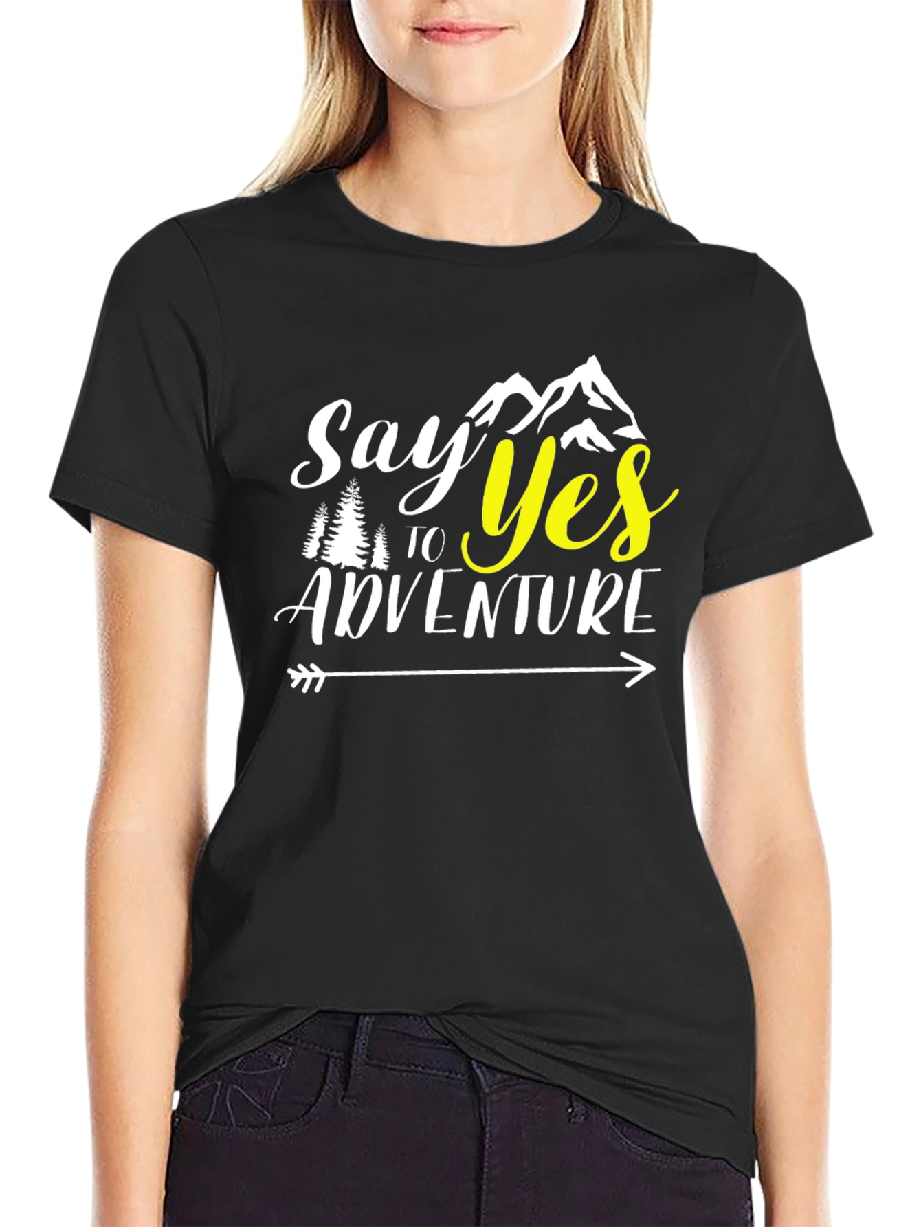 Say Yes to Adventure Black Graphic T-Shirt