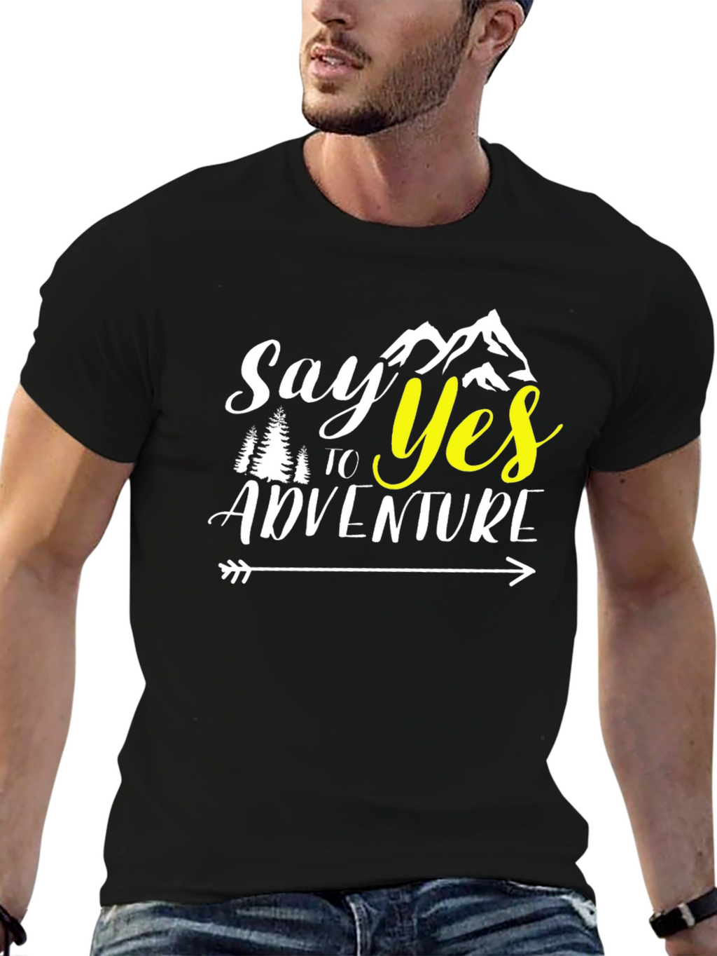 Say Yes to Adventure Black Graphic T-Shirt