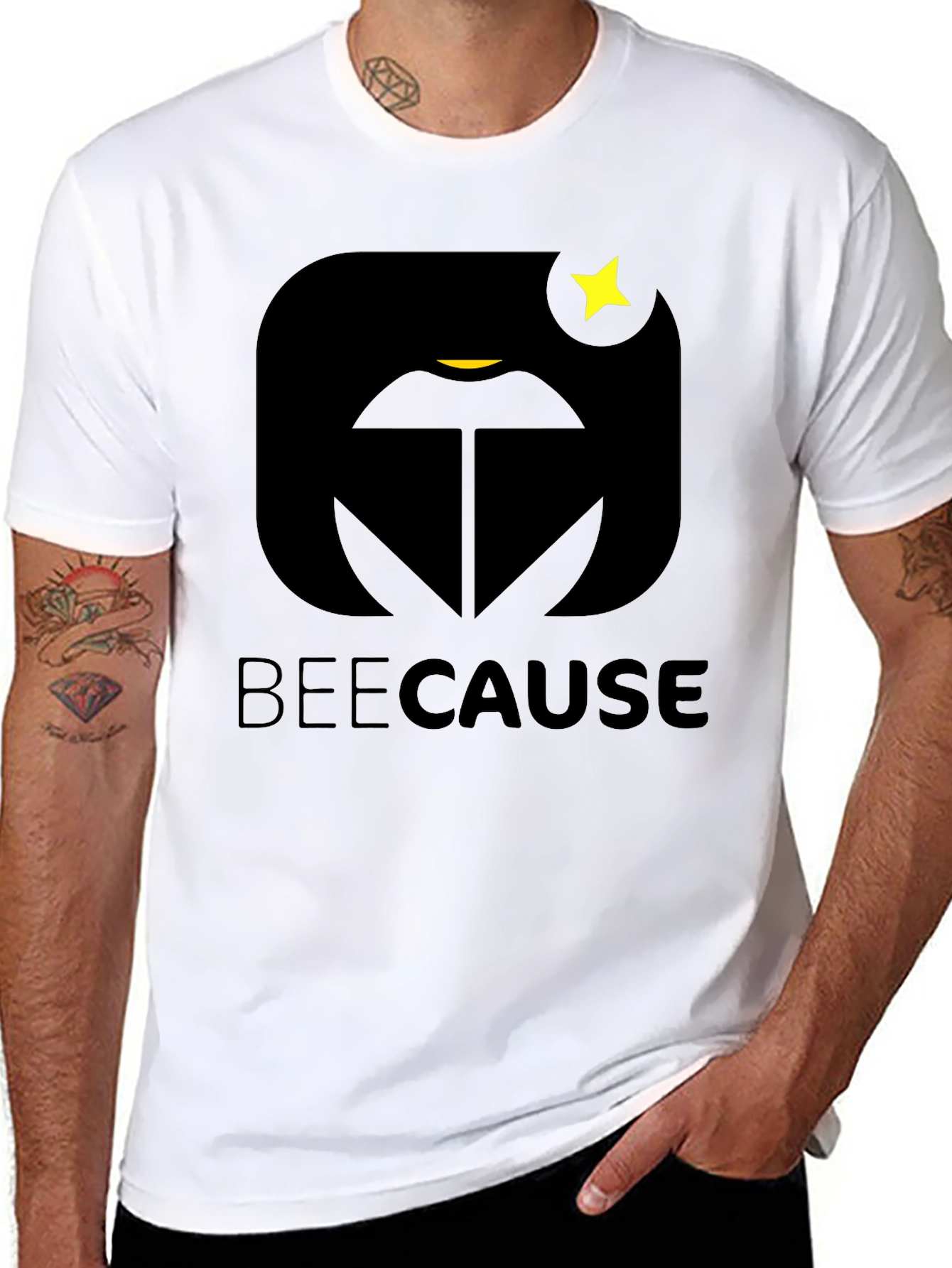 BeeCause Graphic T-Shirt - Black Modern Design