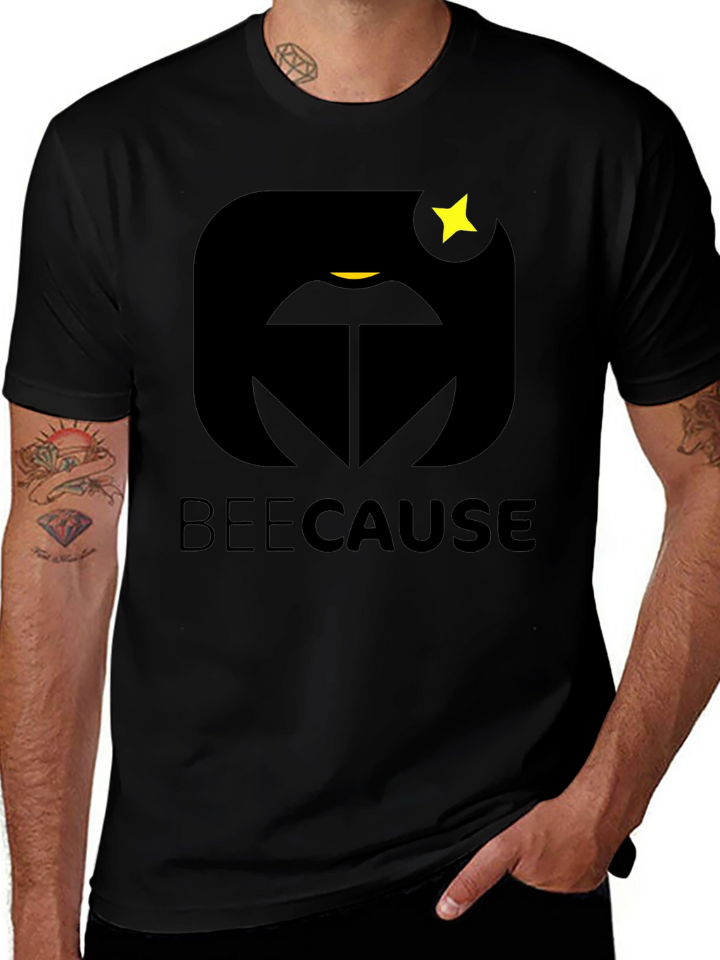 BeeCause Graphic T-Shirt - Black Modern Design