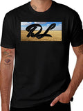 Black Graphic Tee with Landscape DL Design