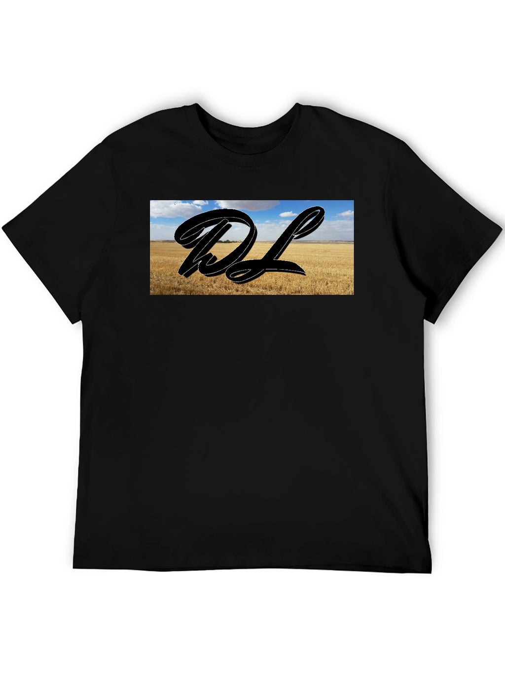 Black Graphic Tee with Landscape DL Design