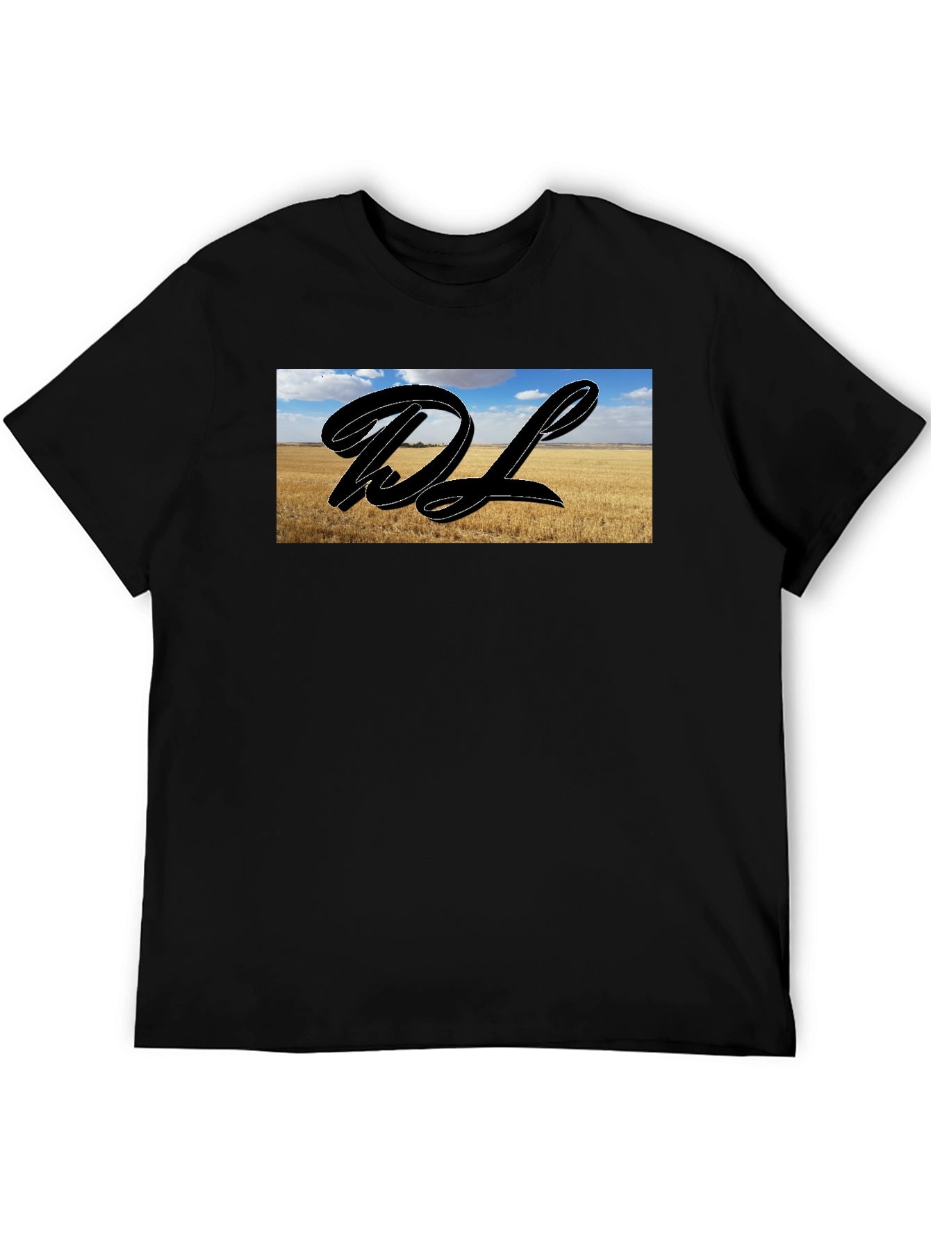 Black Graphic Tee with Landscape DL Design
