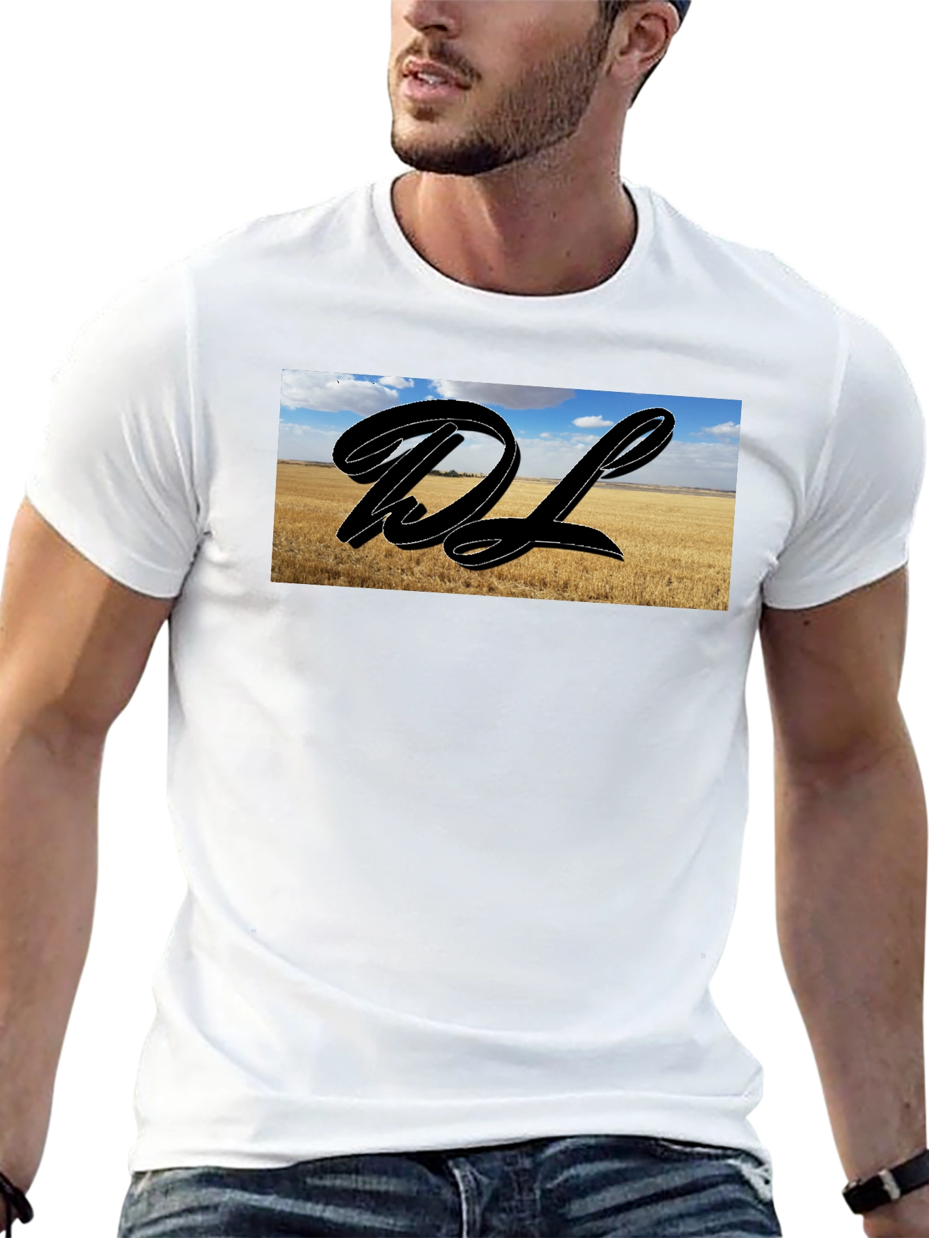 Black Graphic Tee with Landscape DL Design