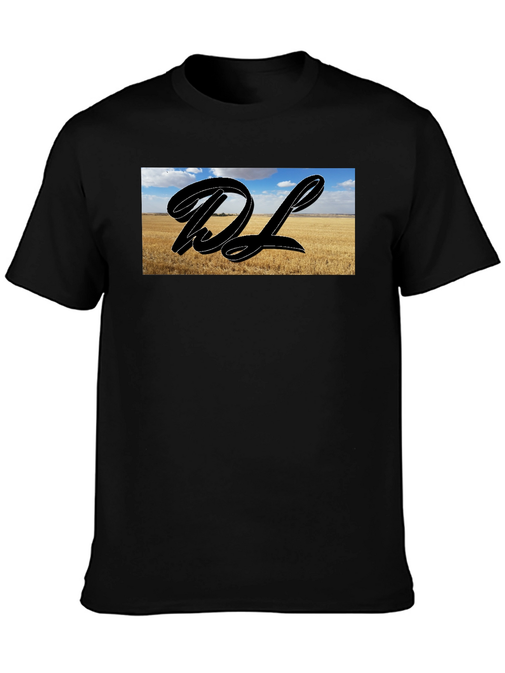 Black Graphic Tee with Landscape DL Design