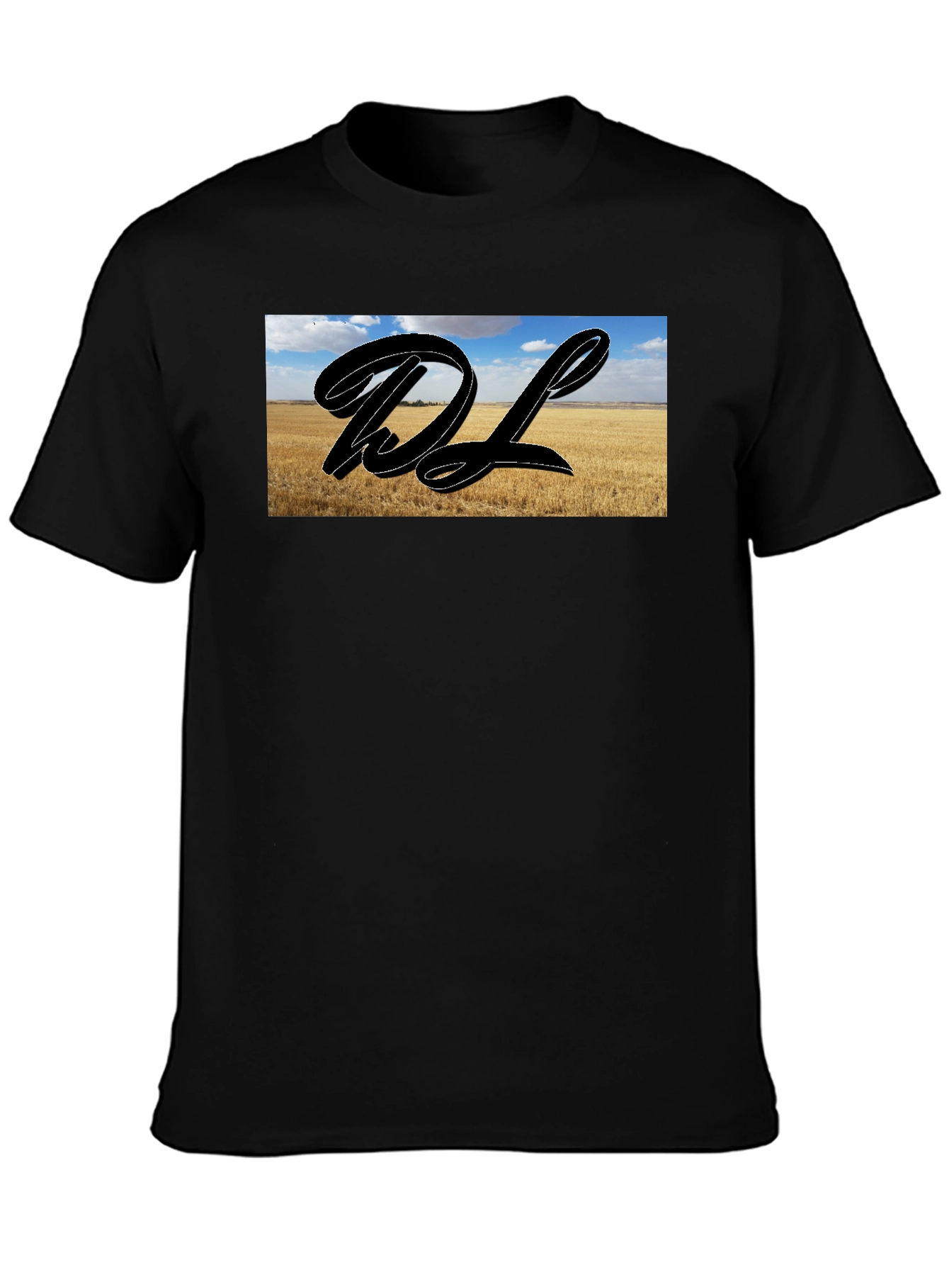 Black Graphic Tee with Landscape DL Design