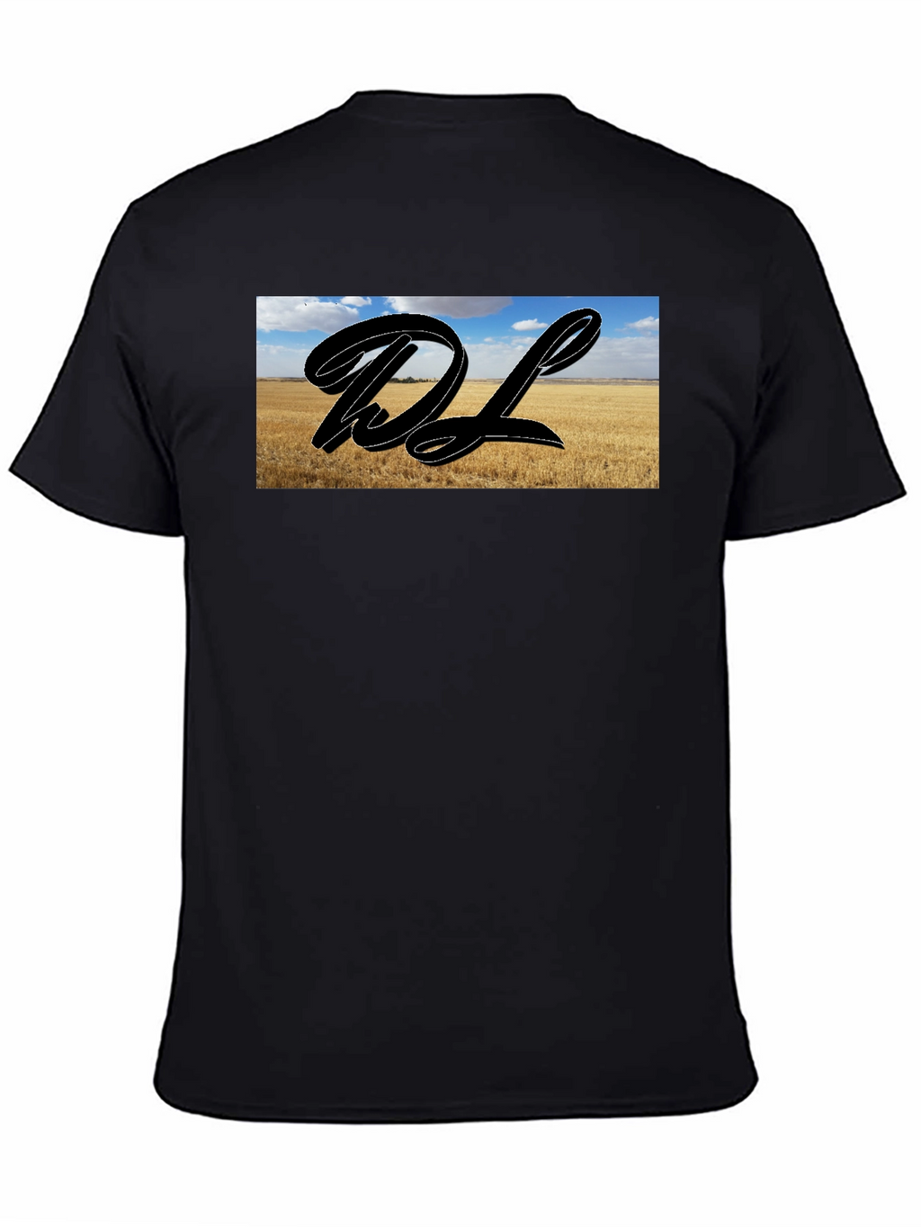 Black Graphic Tee with Landscape DL Design