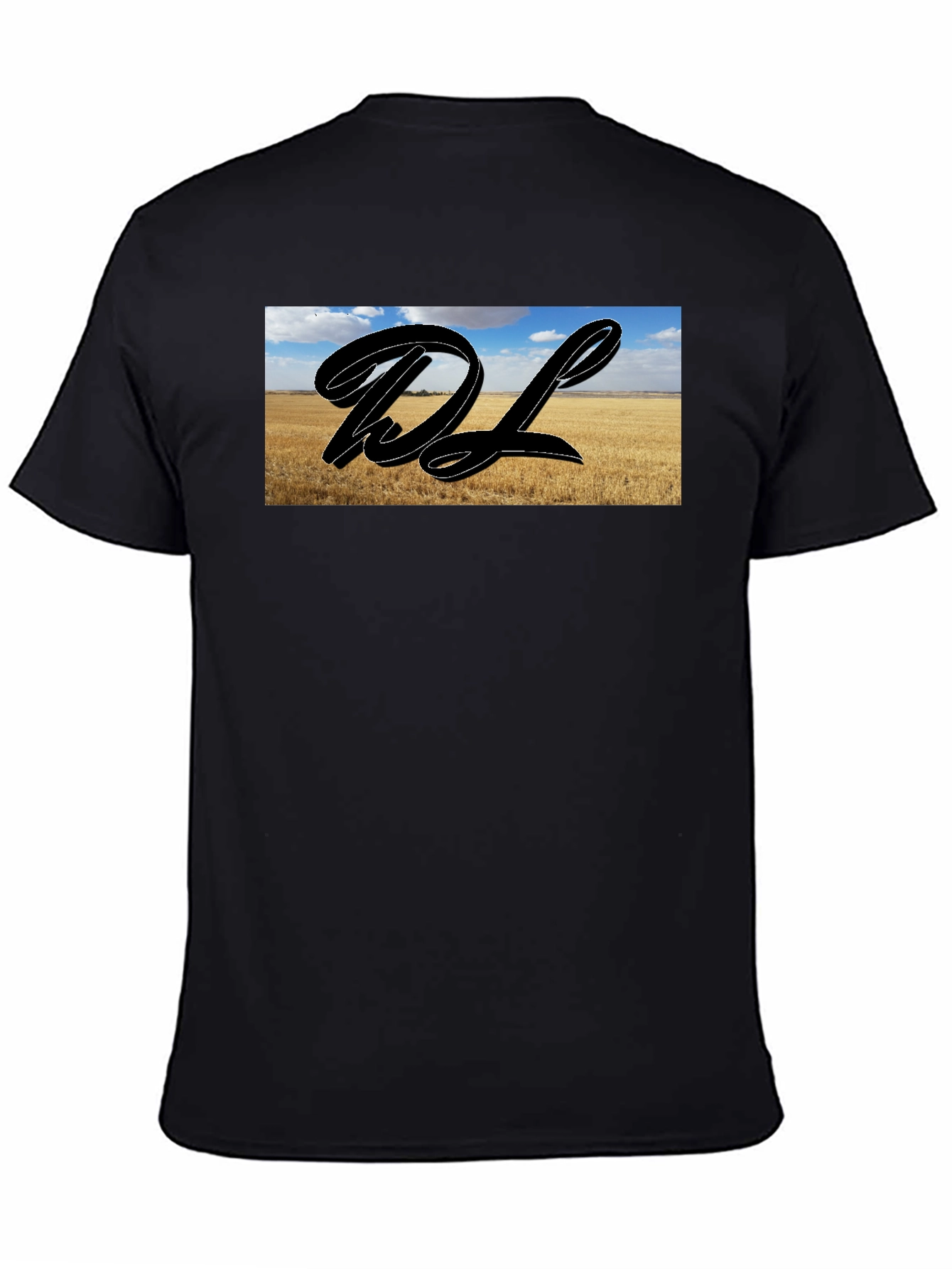 Black Graphic Tee with Landscape DL Design