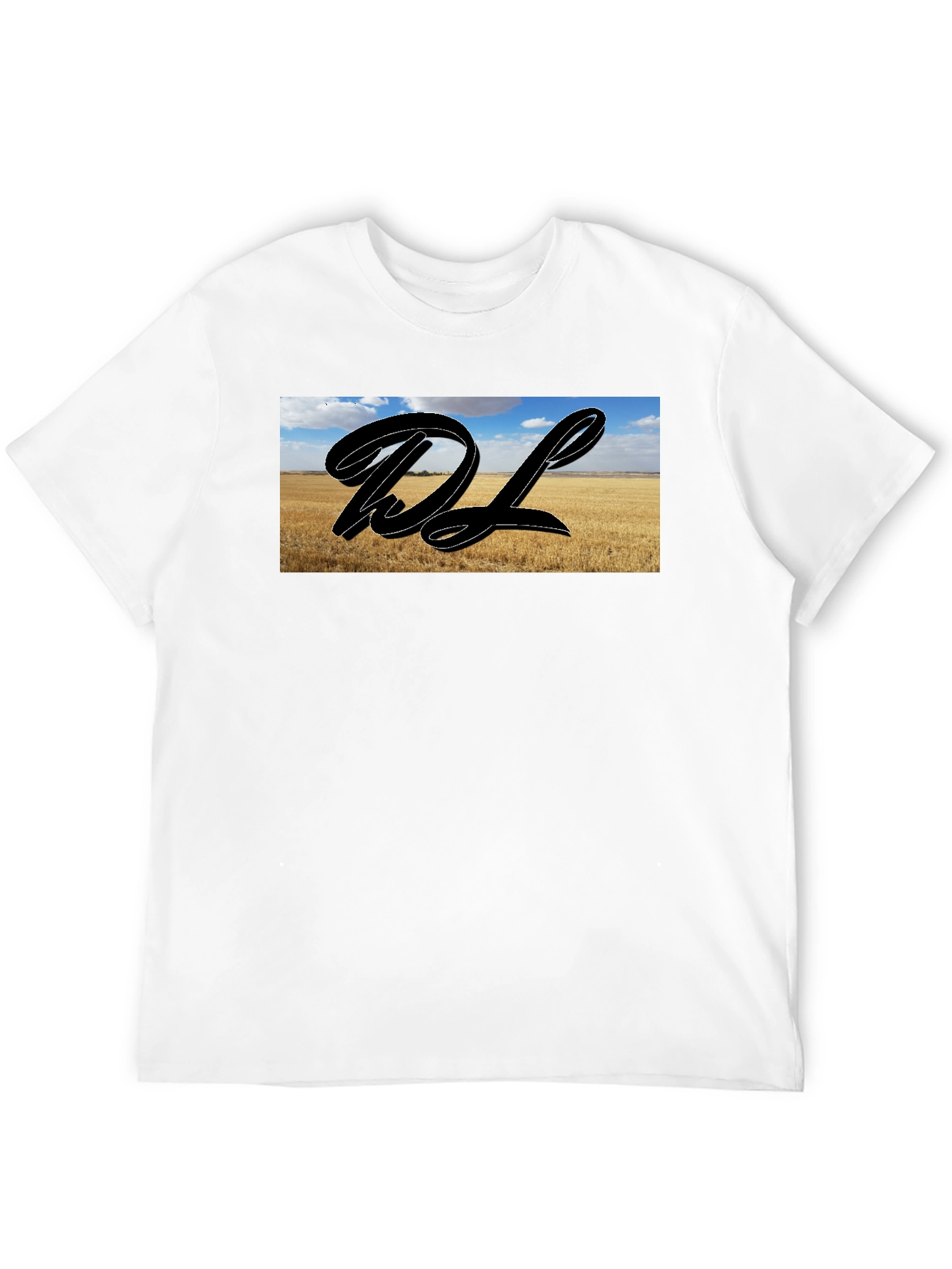 Black Graphic Tee with Landscape DL Design