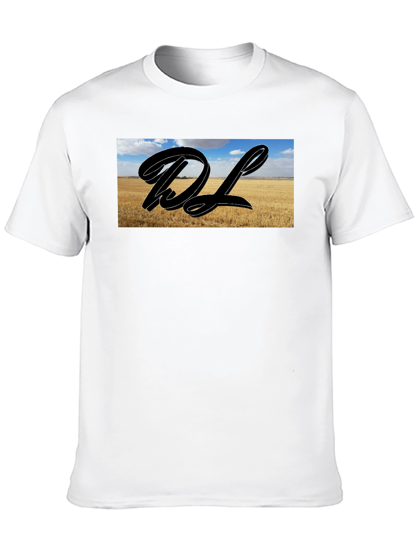 Black Graphic Tee with Landscape DL Design