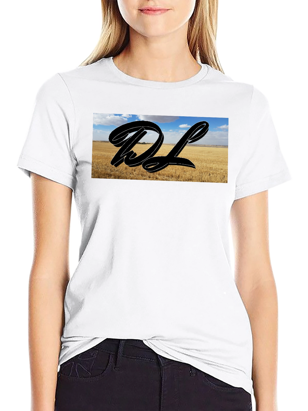 Black Graphic Tee with Landscape DL Design