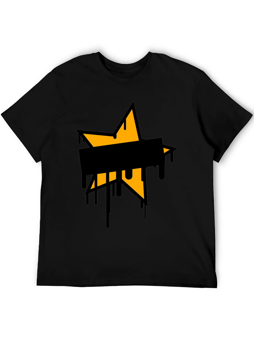 Mens Black T-Shirt with Star Graphic