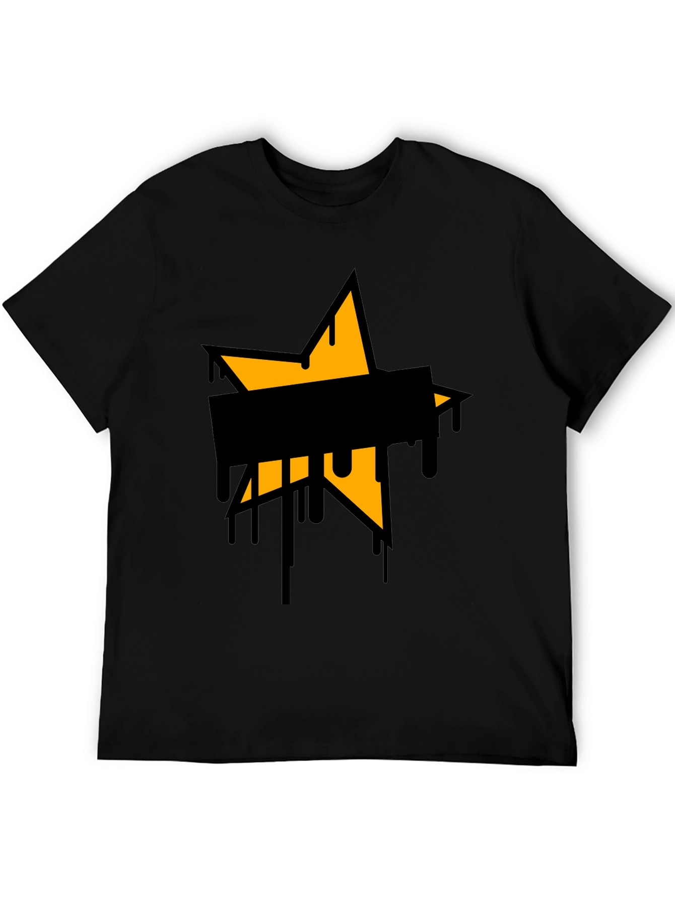 Mens Black T-Shirt with Star Graphic