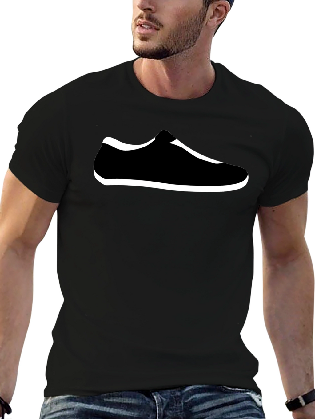 Black T-Shirt with Shoe Graphic