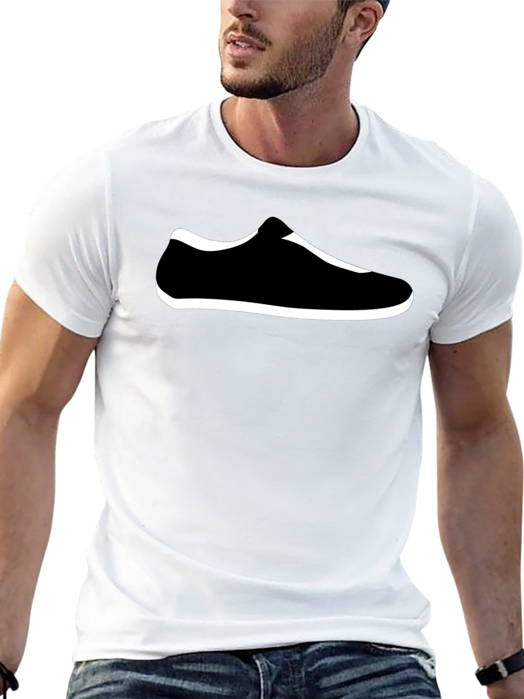 Black T-Shirt with Shoe Graphic
