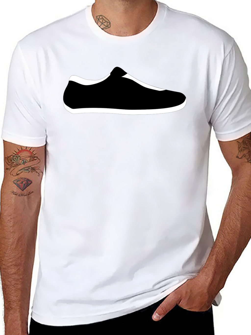 Black T-Shirt with Shoe Graphic