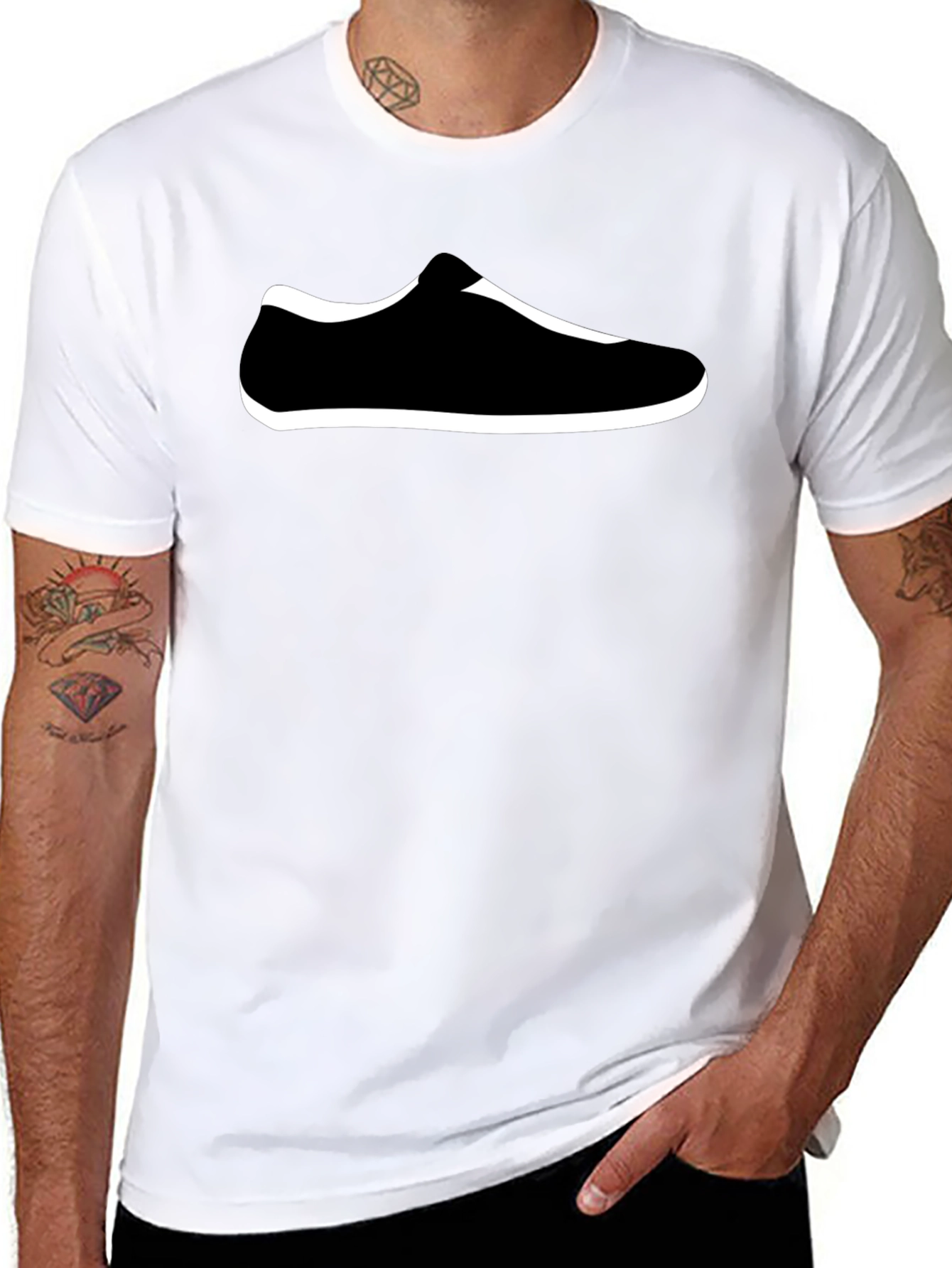 Black T-Shirt with Shoe Graphic
