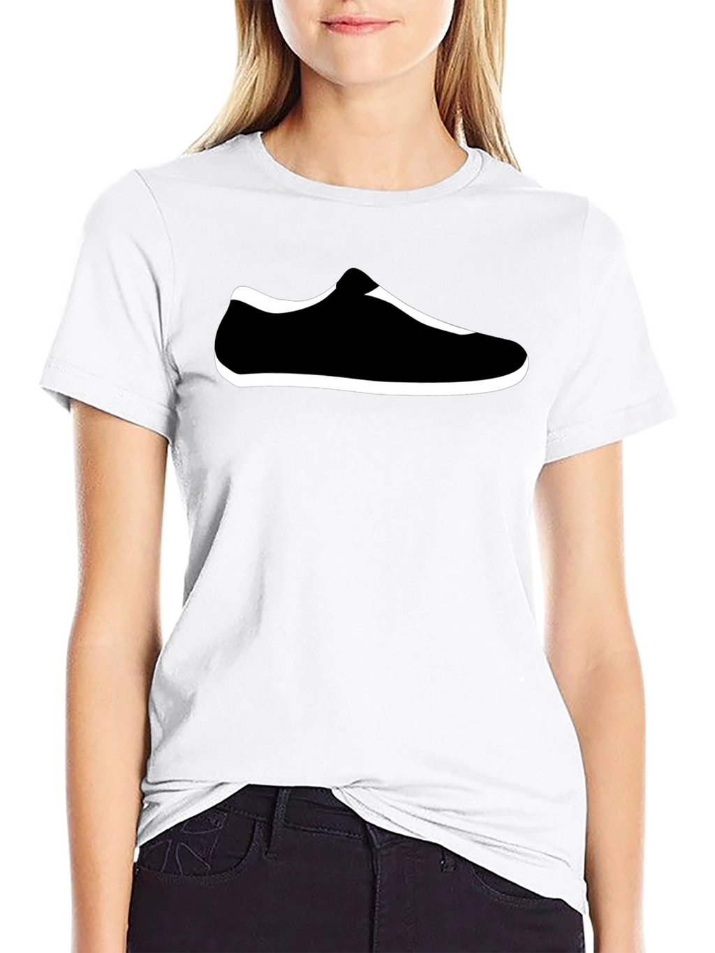 Black T-Shirt with Shoe Graphic