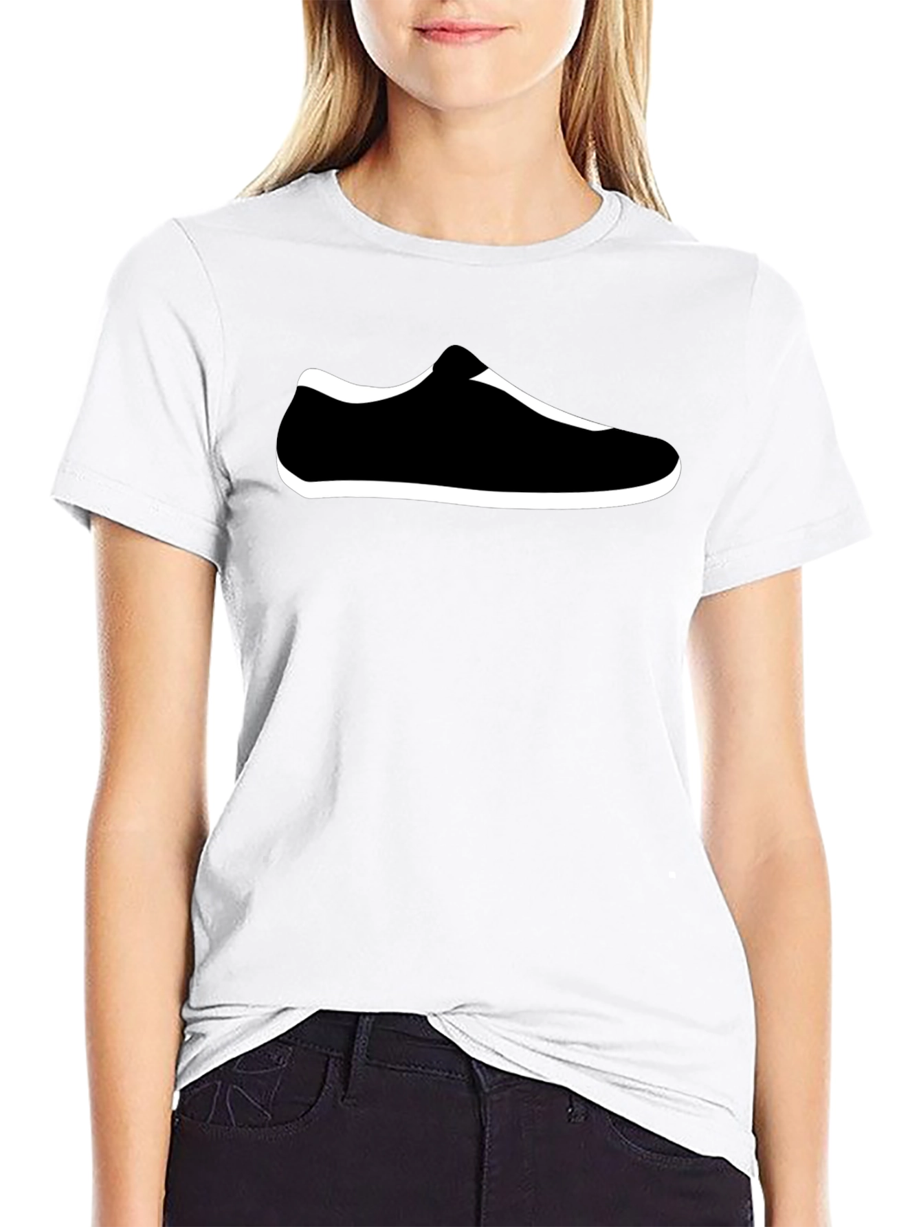 Black T-Shirt with Shoe Graphic