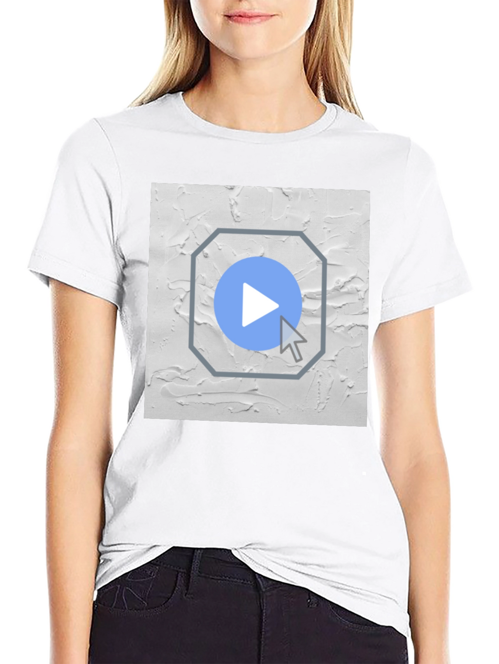 Abstract Play Button Graphic T-Shirt