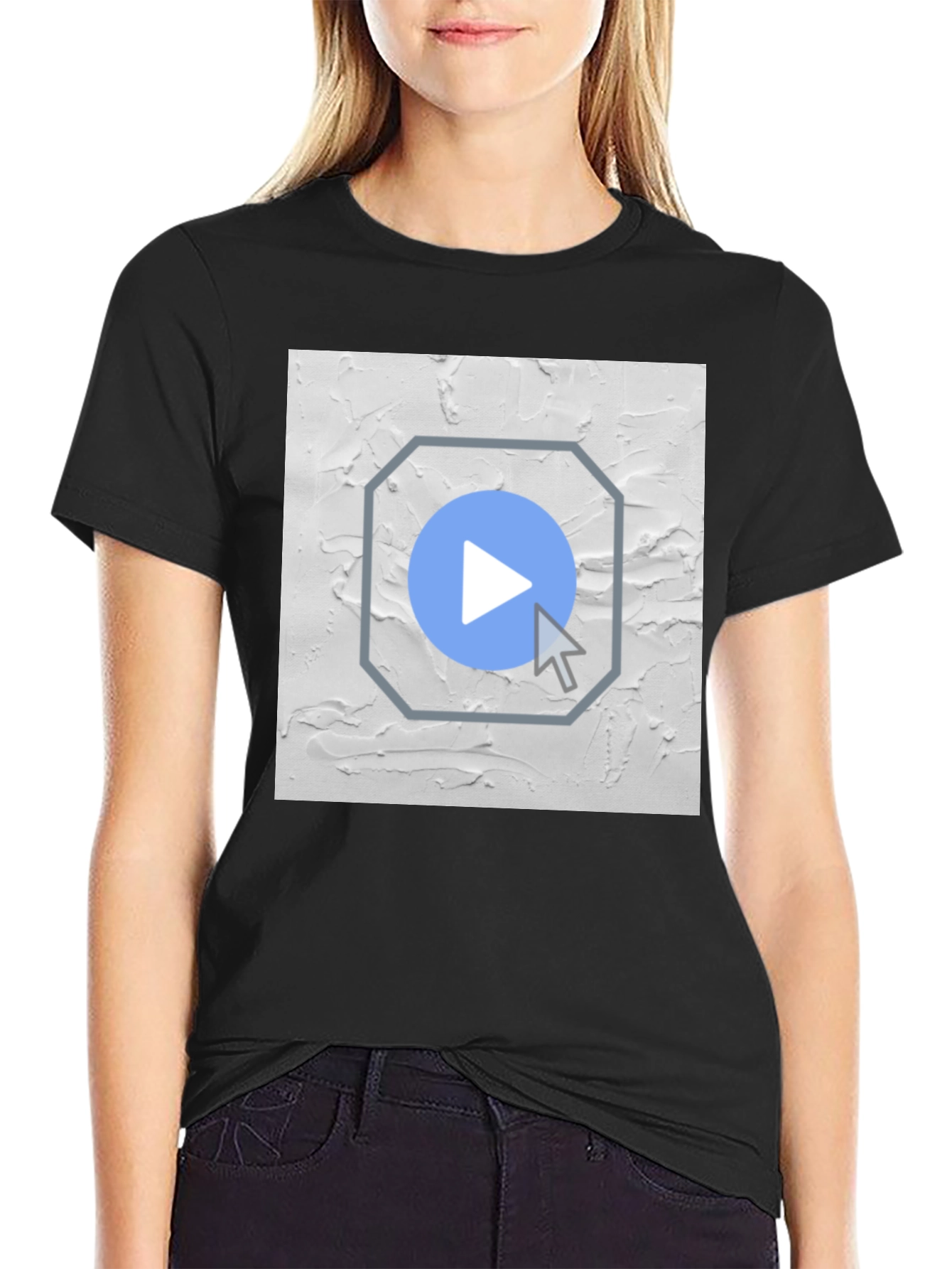 Abstract Play Button Graphic T-Shirt