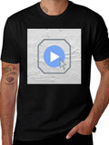 Abstract Play Button Graphic T-Shirt