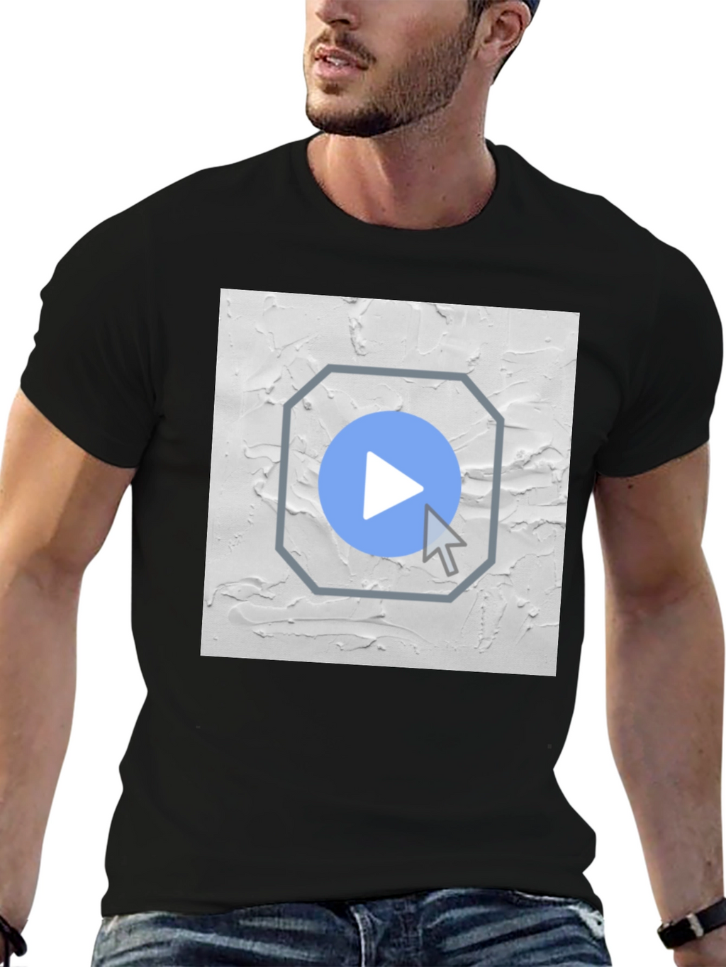 Abstract Play Button Graphic T-Shirt