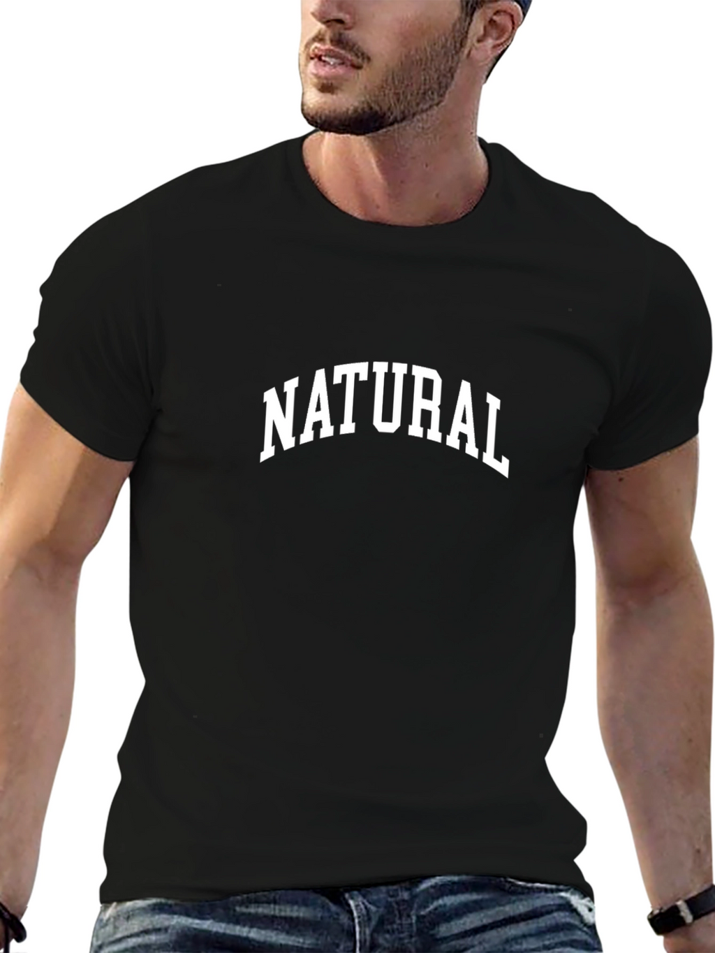 Natural Print Black T-Shirt