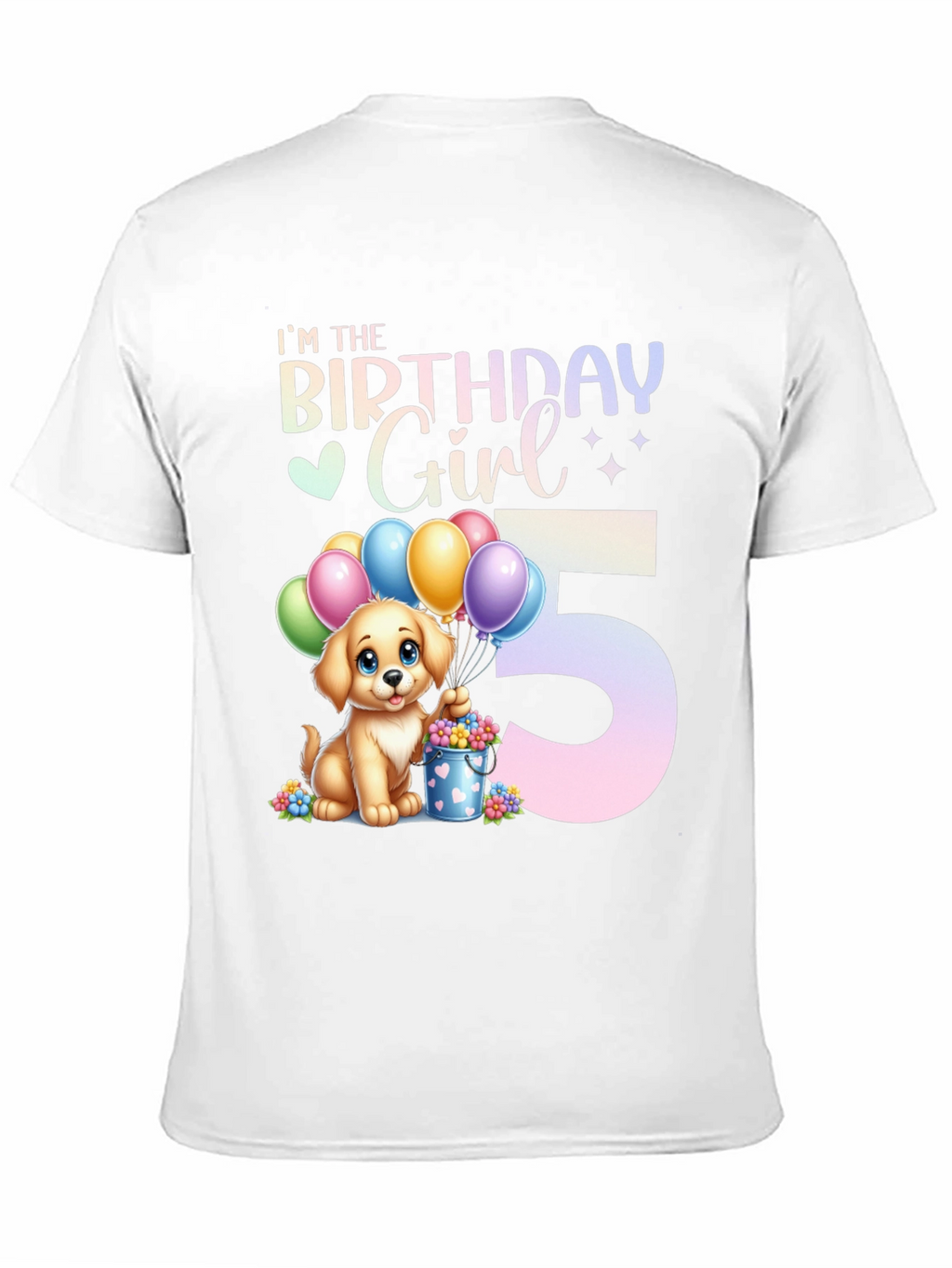 Birthday Girl 5 Puppy T-Shirt – Cute Kids Birthday Graphic Tee