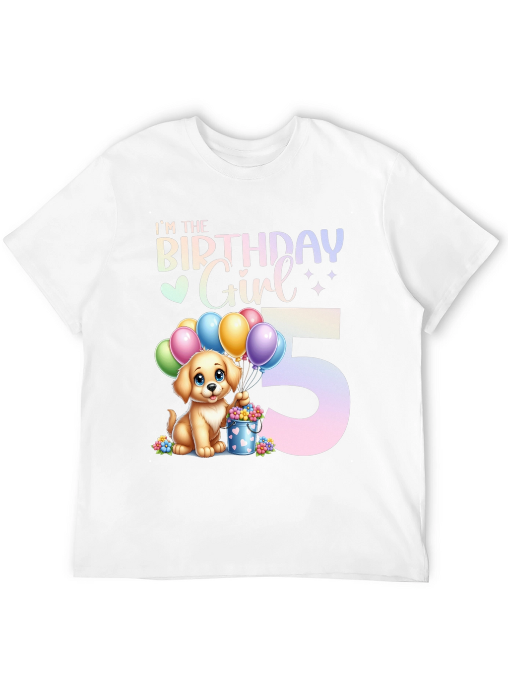 Birthday Girl 5 Puppy T-Shirt – Cute Kids Birthday Graphic Tee