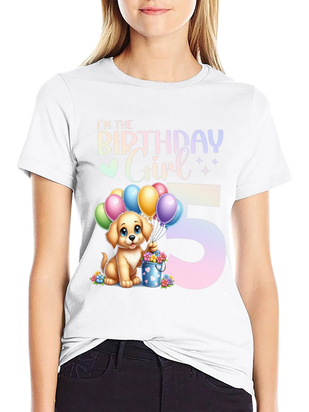 Birthday Girl 5 Puppy T-Shirt – Cute Kids Birthday Graphic Tee
