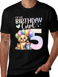 Birthday Girl 5 Puppy T-Shirt – Cute Kids Birthday Graphic Tee