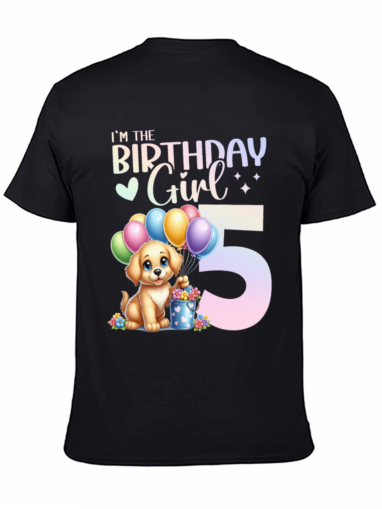 Birthday Girl 5 Puppy T-Shirt – Cute Kids Birthday Graphic Tee