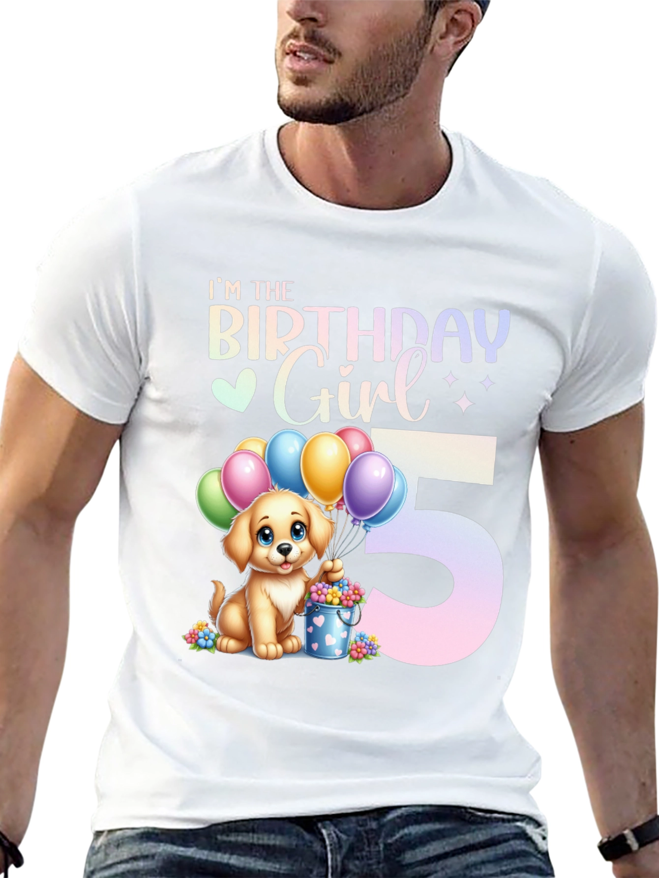 Birthday Girl 5 Puppy T-Shirt – Cute Kids Birthday Graphic Tee
