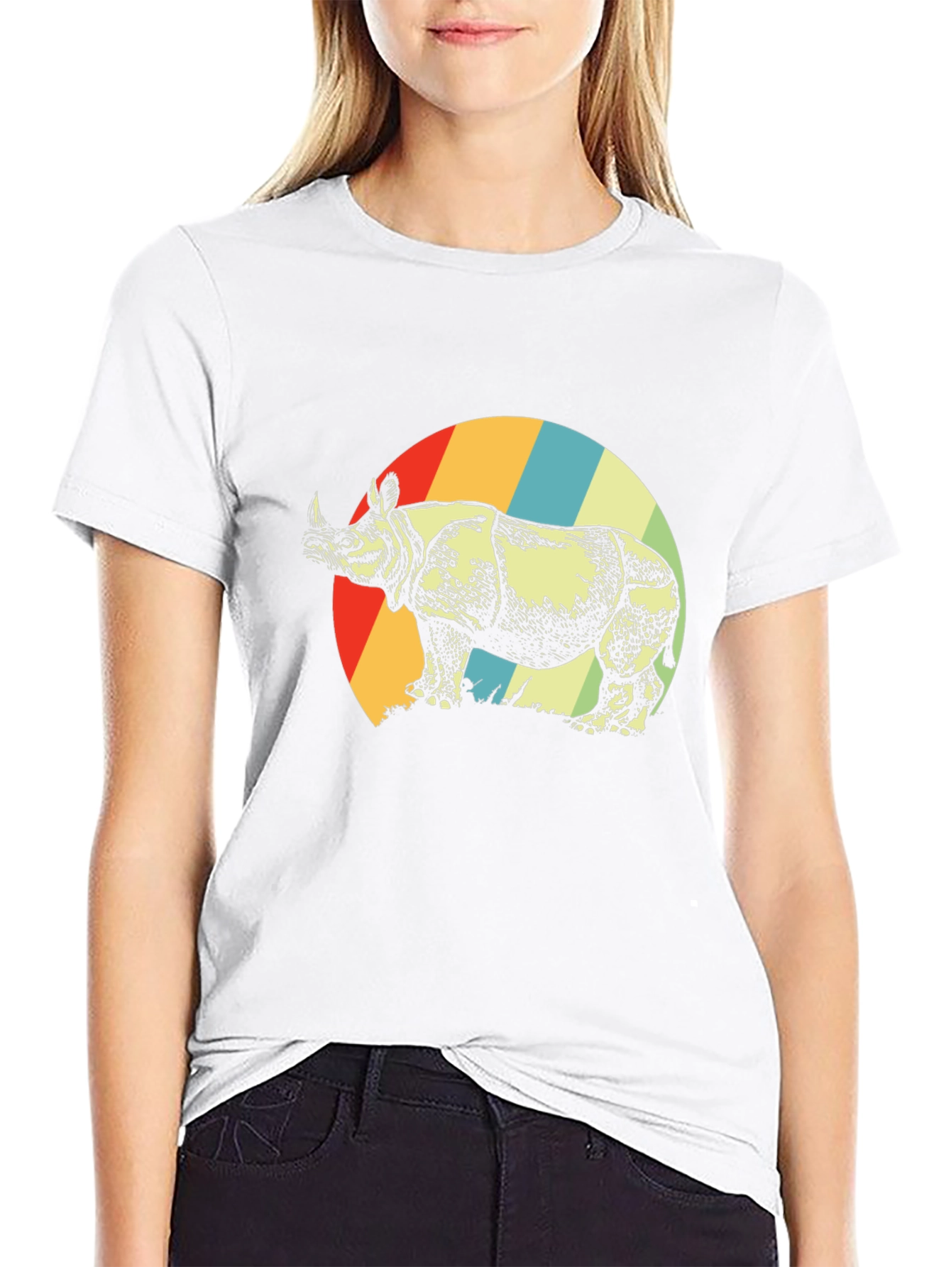 Retro Rhino Graphic Tee - Unisex Black T-Shirt