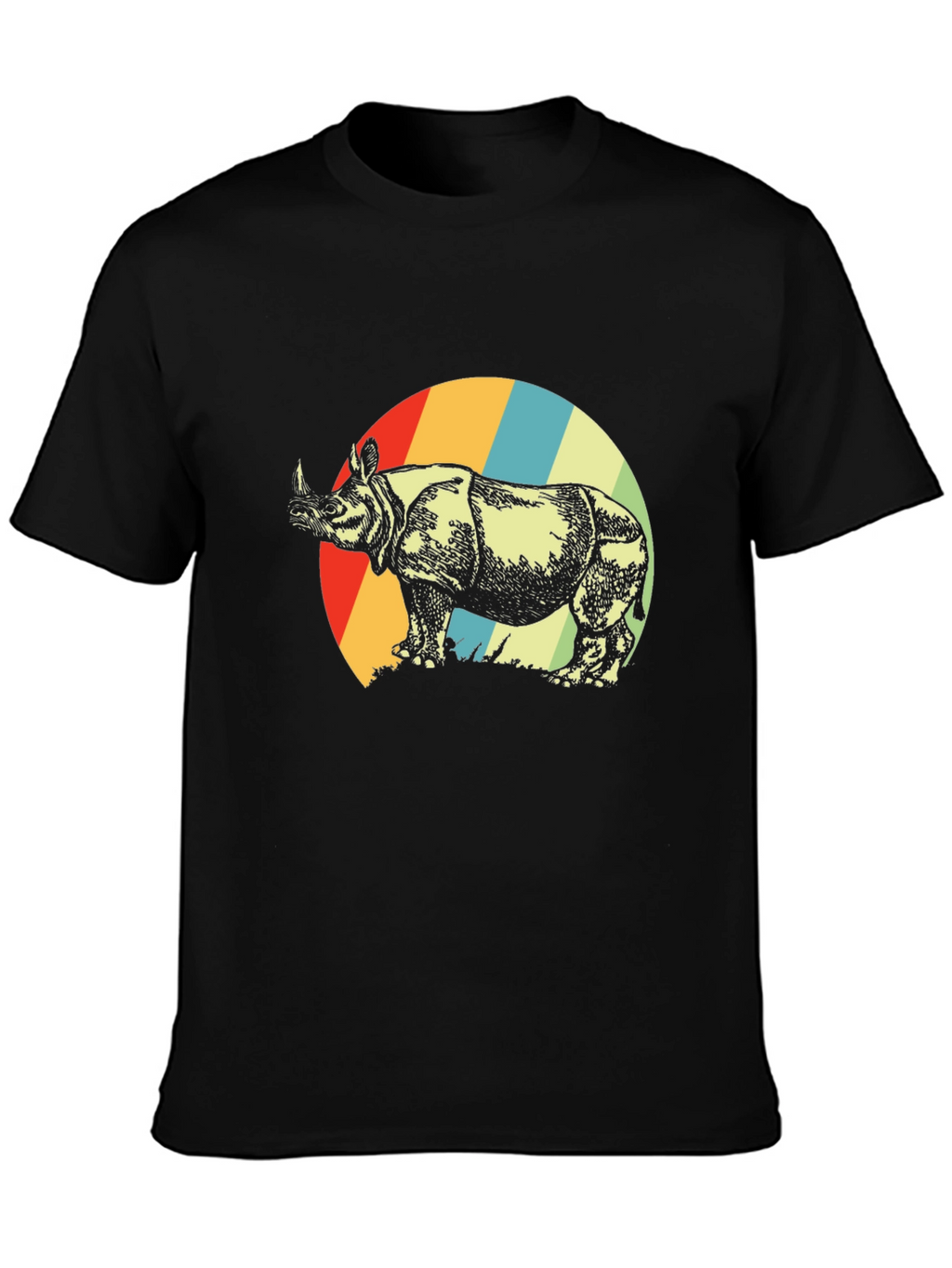 Retro Rhino Graphic Tee - Unisex Black T-Shirt
