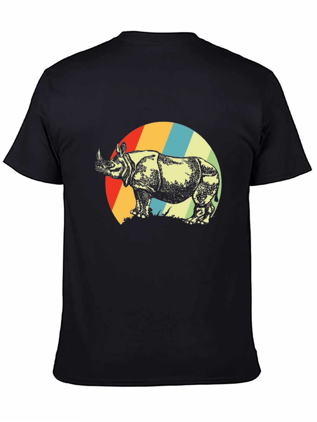 Retro Rhino Graphic Tee - Unisex Black T-Shirt