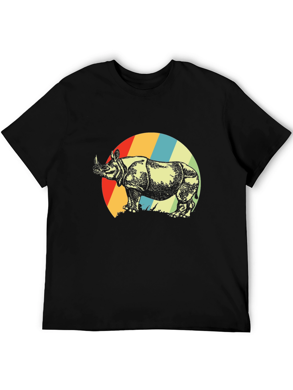 Retro Rhino Graphic Tee - Unisex Black T-Shirt