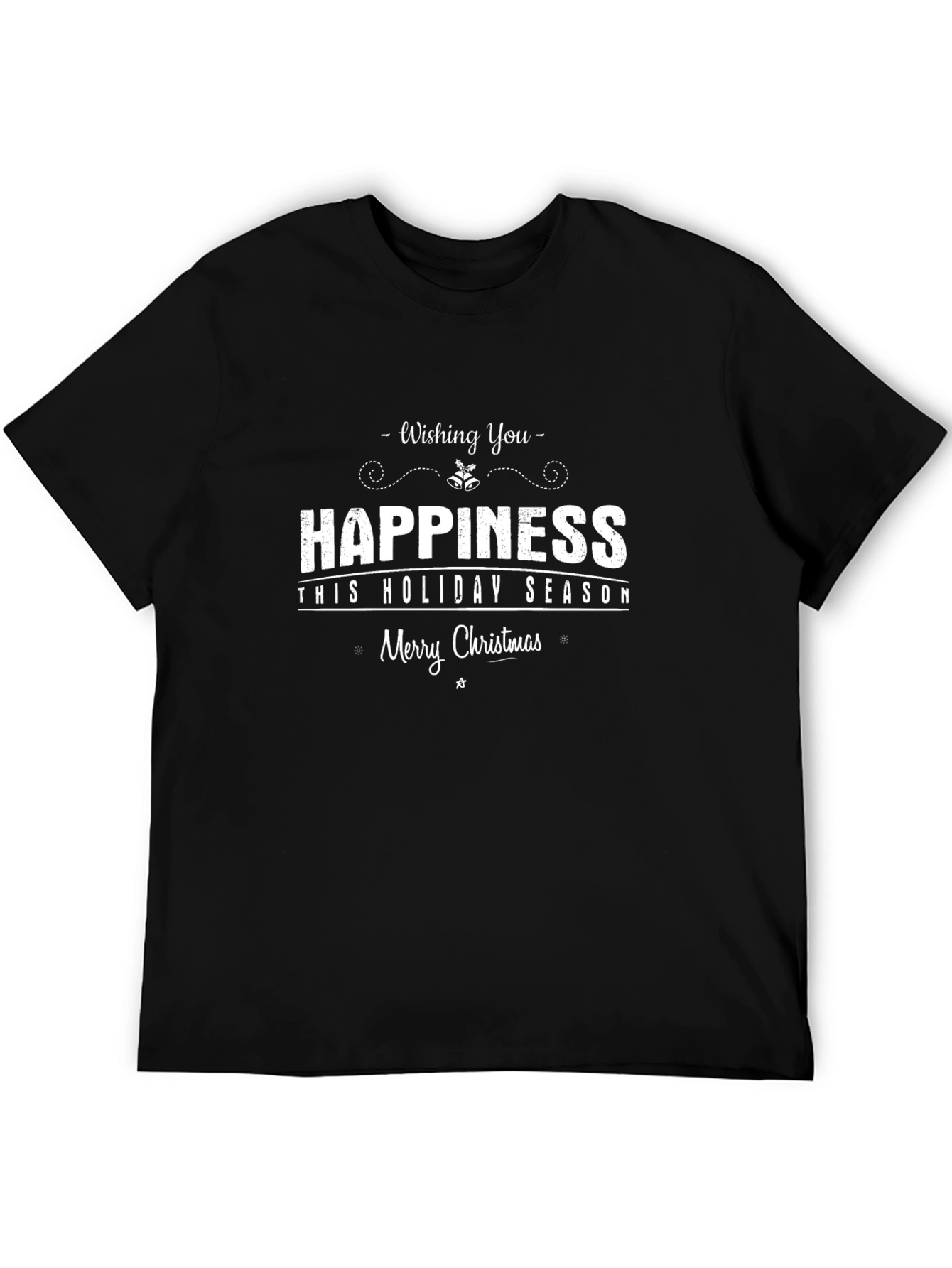Holiday Happiness Black T-Shirt - Merry Christmas Festive Wear
