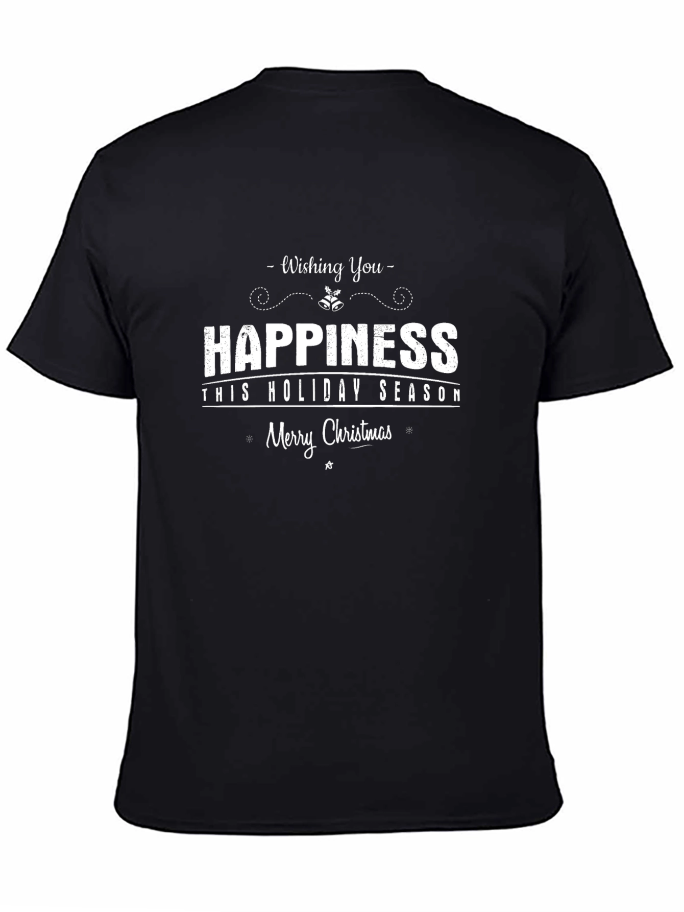 Holiday Happiness Black T-Shirt - Merry Christmas Festive Wear