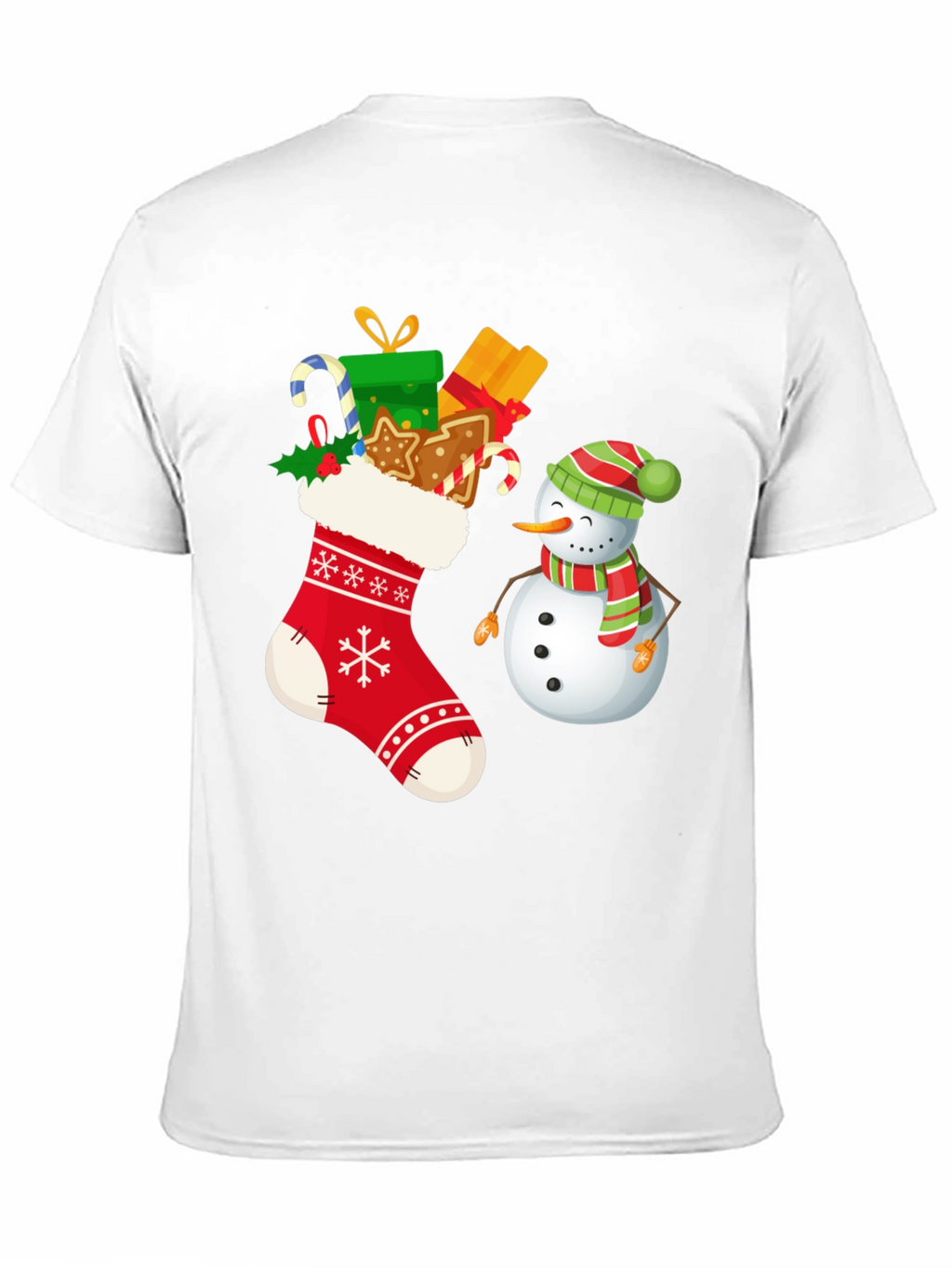 Festive Christmas Stocking & Snowman Graphic Tee