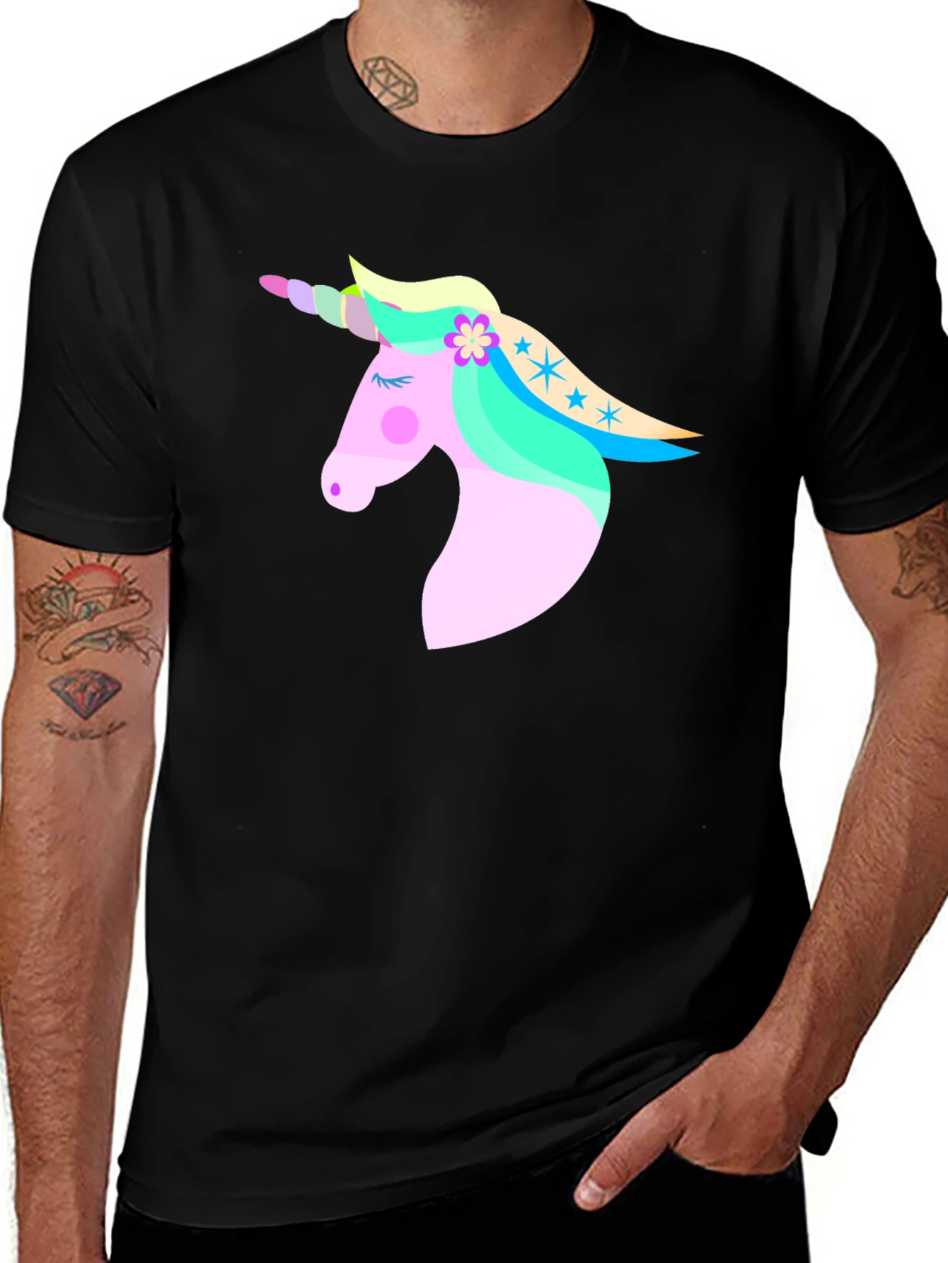 Unicorn Graphic Black T-Shirt for Men