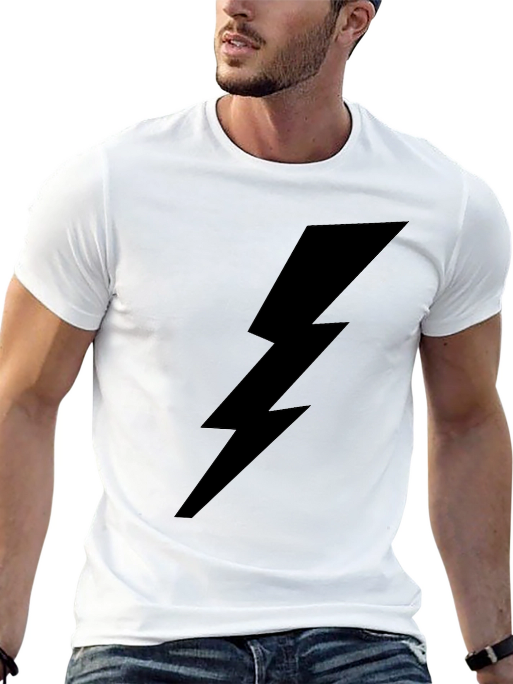 Black Lightning Bolt Graphic T-Shirt
