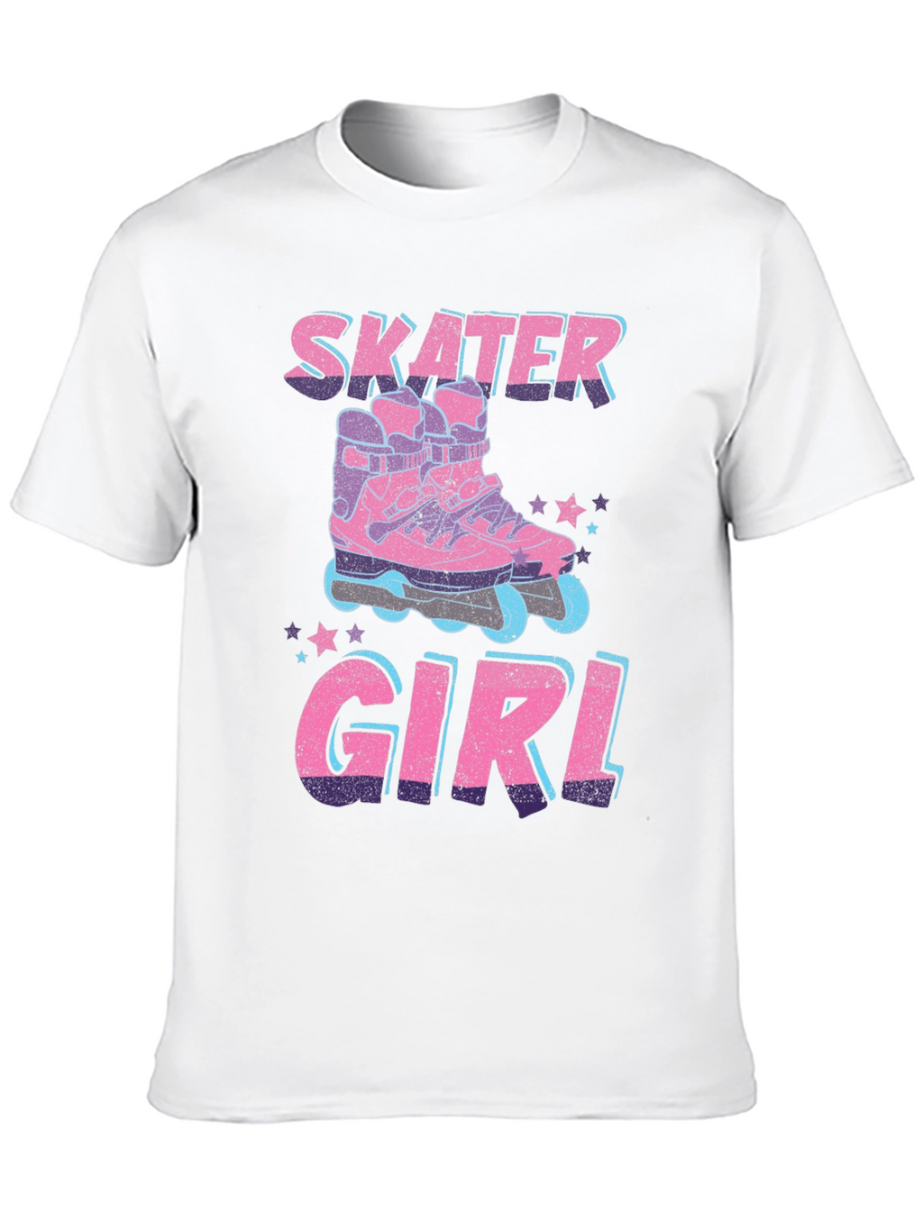 Skater Girl Graphic Tee - Retro Roller Skate Design
