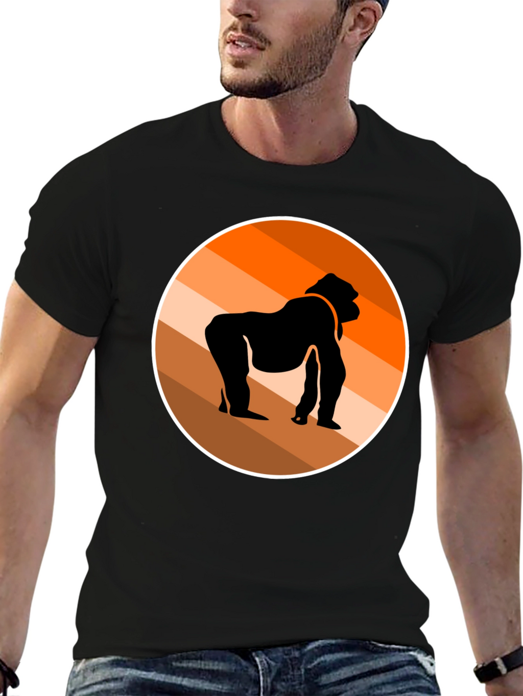 Gorilla Silhouette Graphic Tee - Stylish Black T-Shirt