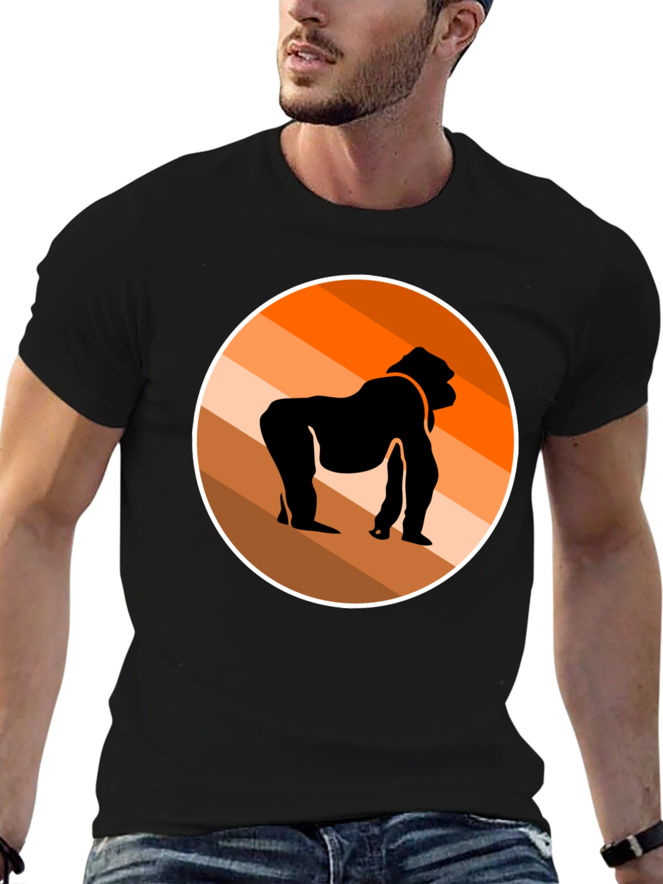 Gorilla Silhouette Graphic Tee - Stylish Black T-Shirt