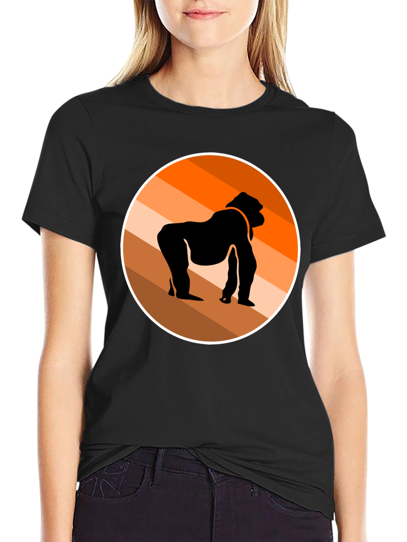 Gorilla Silhouette Graphic Tee - Stylish Black T-Shirt