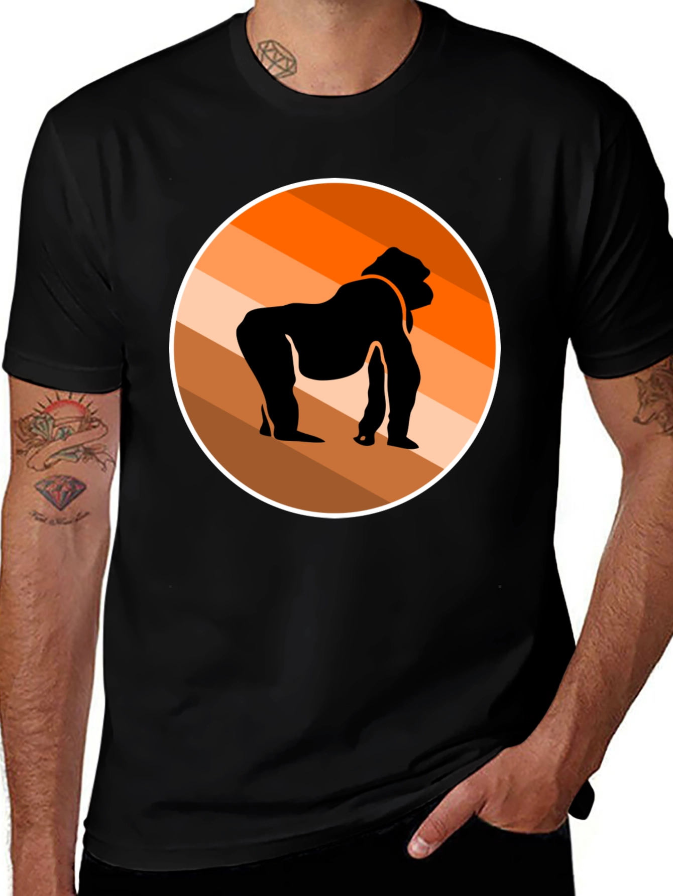 Gorilla Silhouette Graphic Tee - Stylish Black T-Shirt